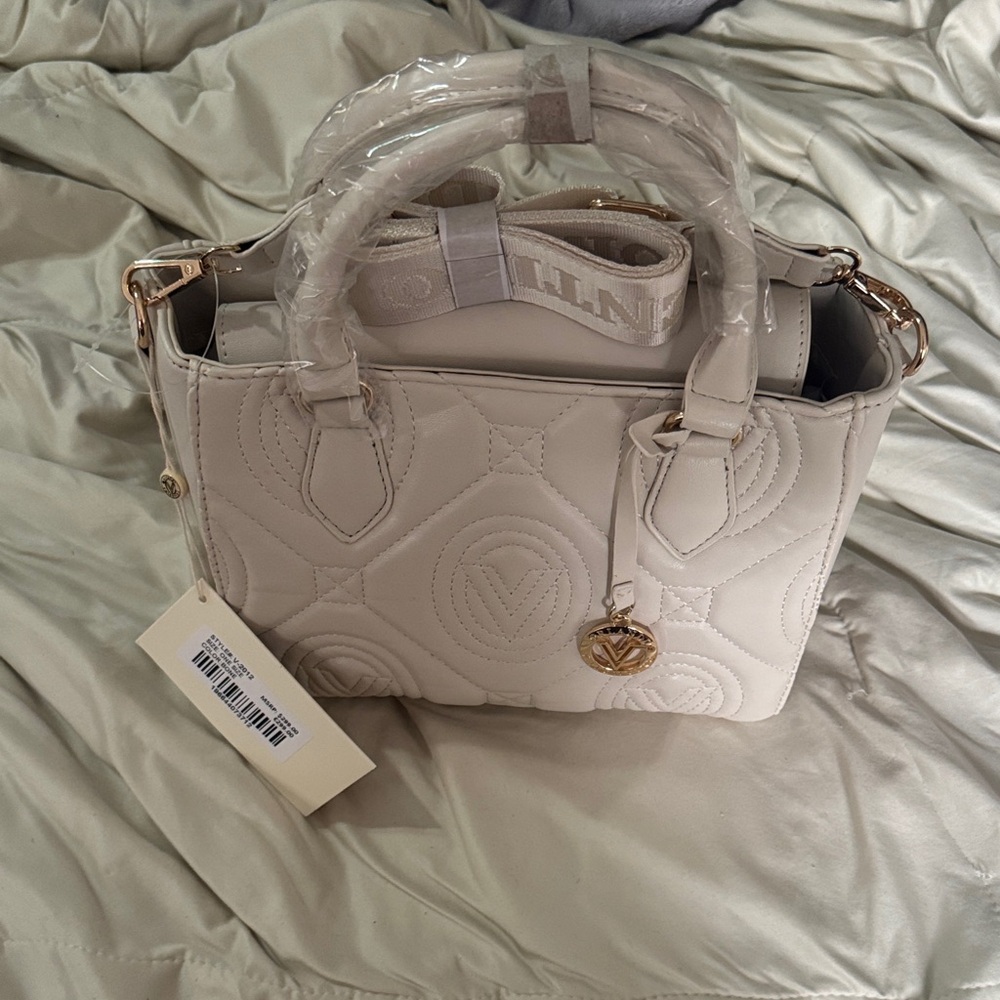 Valentino Orlandi Cream Quilted Tote